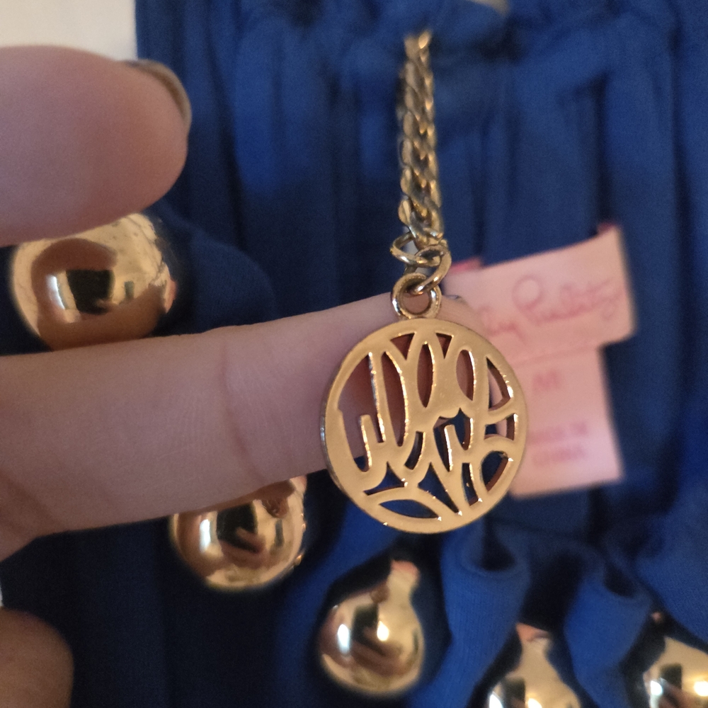 Lilly Pulitzer Royal Blue Dress with Gold Chain Detail And Embellished Neckline - Picture 7 of 7